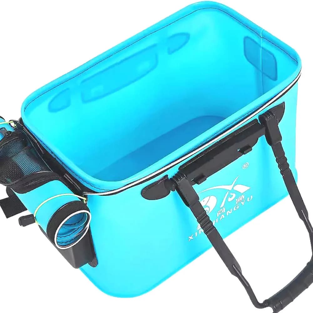 Seau pêche pliable EVA 30-50cm vivier poissons vivants rangement équipement camping bassin eau