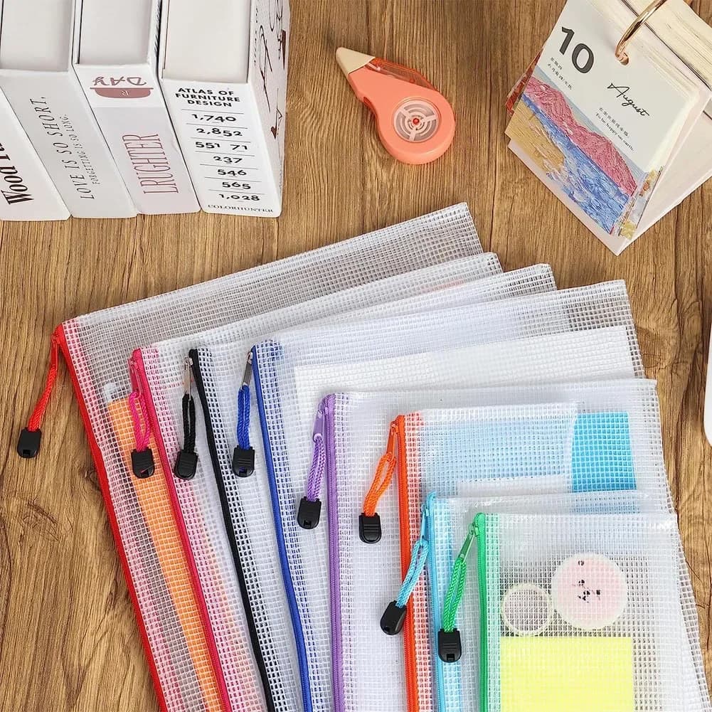 10 pochettes zip mesh étanches plastique - Documents voyage bureau maison - Organisation multipurpose