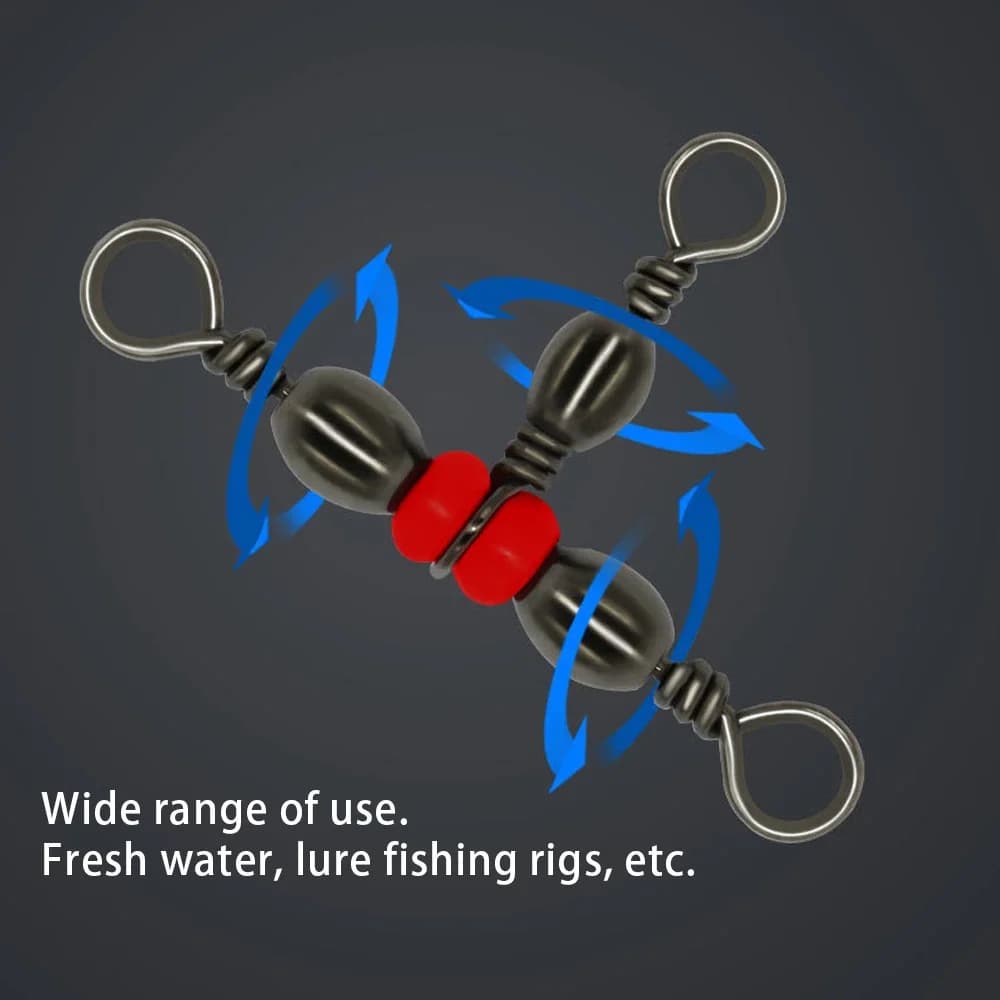 Barrel swivel 3 voies avec perles et mousqueton DNDYUJU, 20 pièces pour ligne leurre et hameçon de pêche