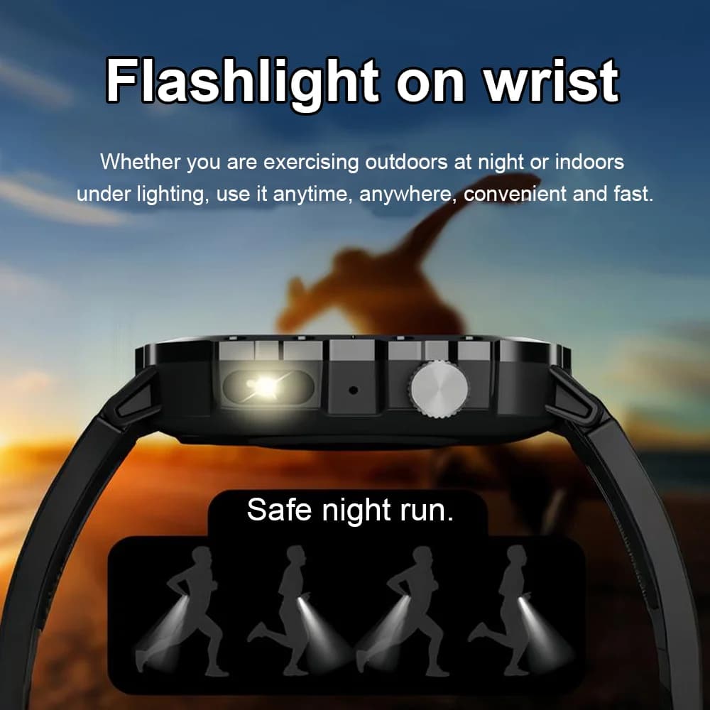 Smartwatch KESHUYOU avec écran 2.01" et lampe LED - Montre outdoor pour pêcheurs aventuriers