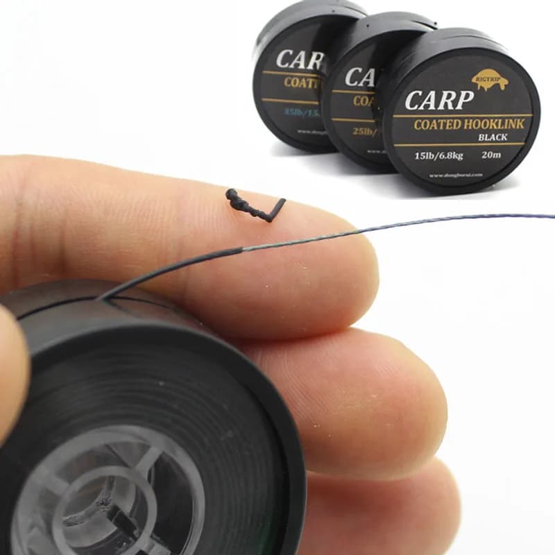 Ligne carpe camouflage vert 20m hooklink souple - hair rig 15-25LB pour montages précis