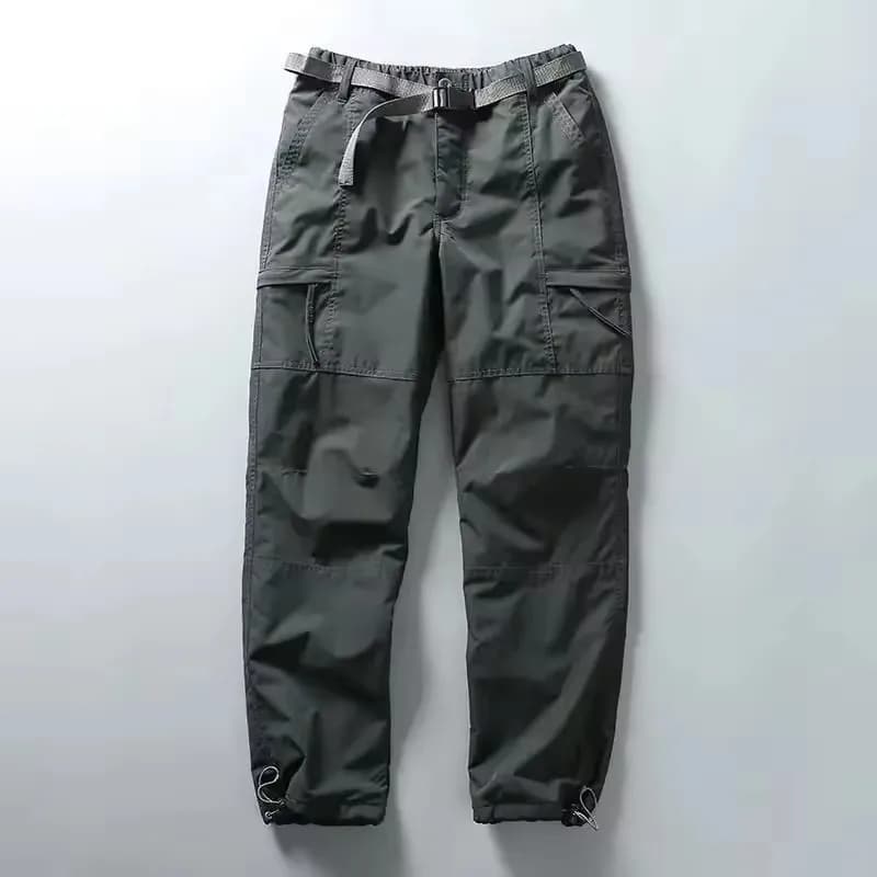 Pantalon cargo pêche hiver épais imperméable polaire multi-poches ample droit homme femme