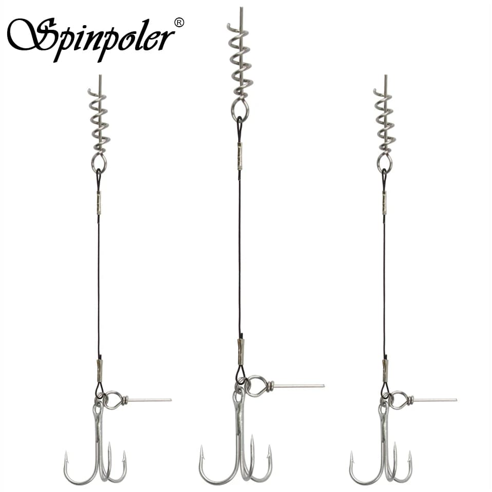 Montage pike fishing Spinpoler avec triple hameçon corkscrew pour leurres souples shad et softbaits