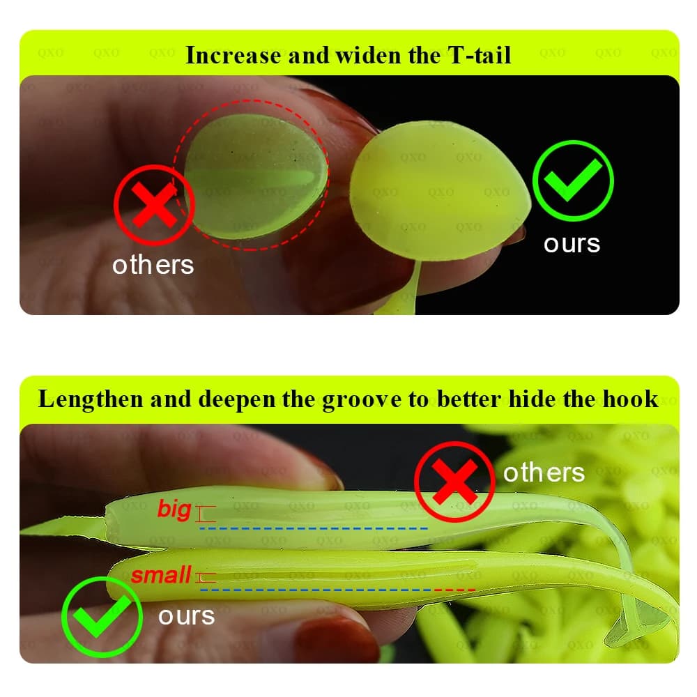 Leurre souple QXO 10 leurres silicone pêche mer appât artificiel 7cm 10cm 13cm pour poissons carnassiers