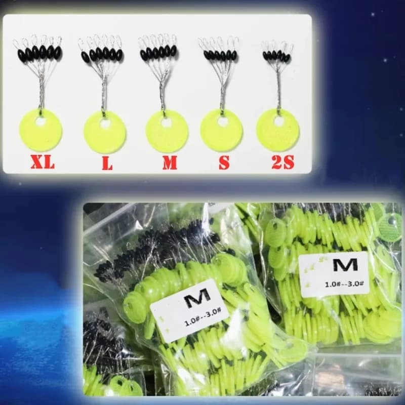 120PCS Space Beans Stoppers en Caoutchouc Noir pour Pêche à la Carpe - Flotteurs Ovales Équipement Pêche