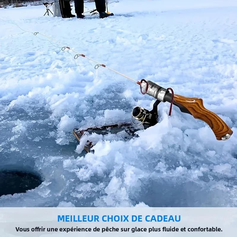 Canne pêche glace portable détachable ultra-légère sensible pour pêche hivernale sur lac gelé