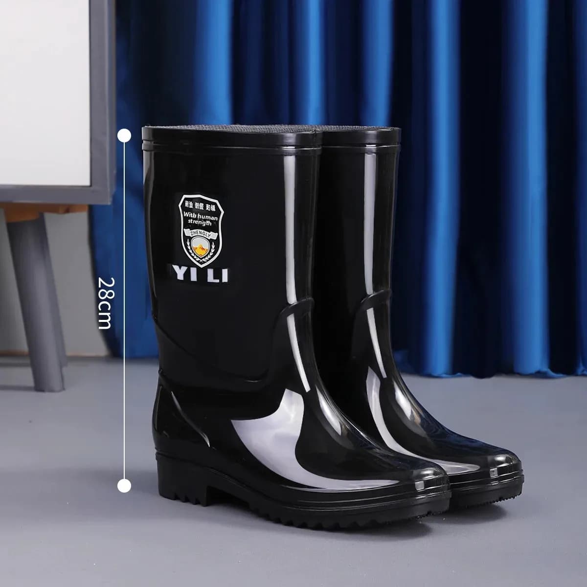 Bottes de pluie homme tube haut noir imperméables anti-dérapage résistantes travail protection chaussures eau