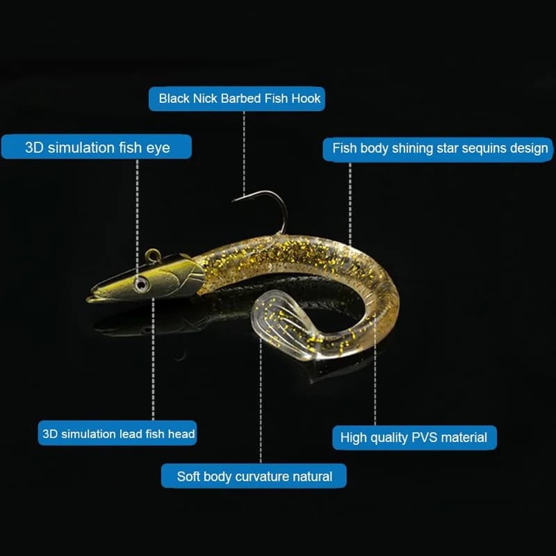 Lot 5 leurres souples 11cm avec cuillère - Wobblers artificiels 10g pour pêche active au jig