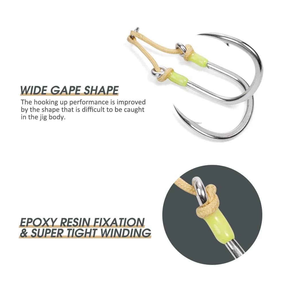 Hameçon mer robuste Noeby Heavy Duty à pointe super aiguille pour jig shore et gros poissons
