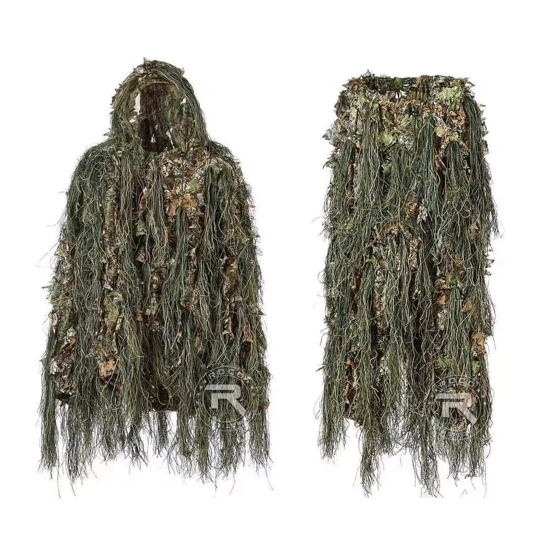 Ensemble ghillie chasse woodland 3D bionique - Tenue camouflage complète pêche et outdoor