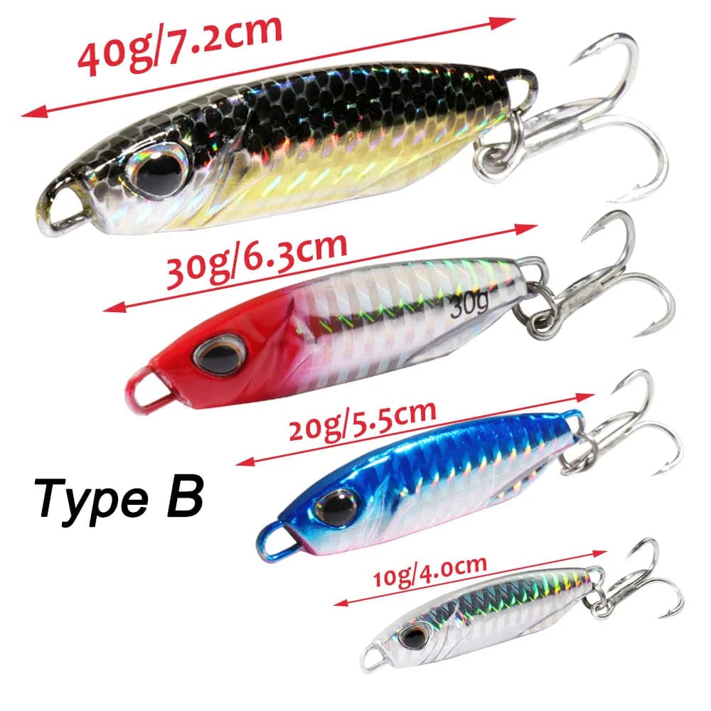 Leurre métal jig casting 10g à 40g pour pêche en lac et océan, leurre souple spinner appât artificiel