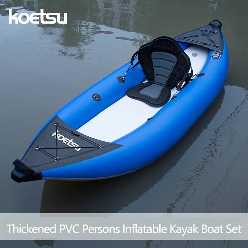 Kayak gonflable PVC KOETSU 1-2 personnes 3.0/3.7m - Canoë pêche rafting sports nautiques
