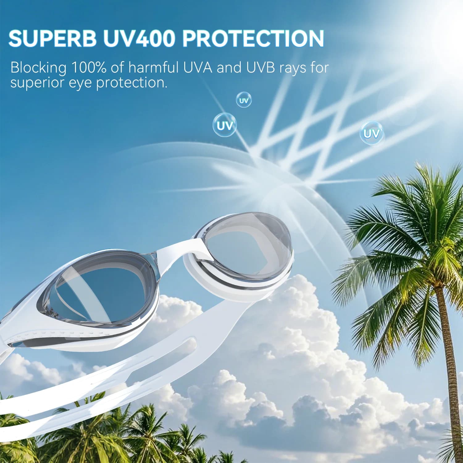Lunettes de natation professionnelles anti-buée 100% étanches avec protection UV totale - tous âges