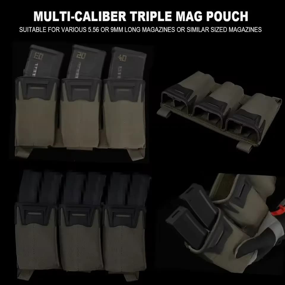Pochette triple chargeur tactique pour pêche - Organisation équipement molle sub-zero