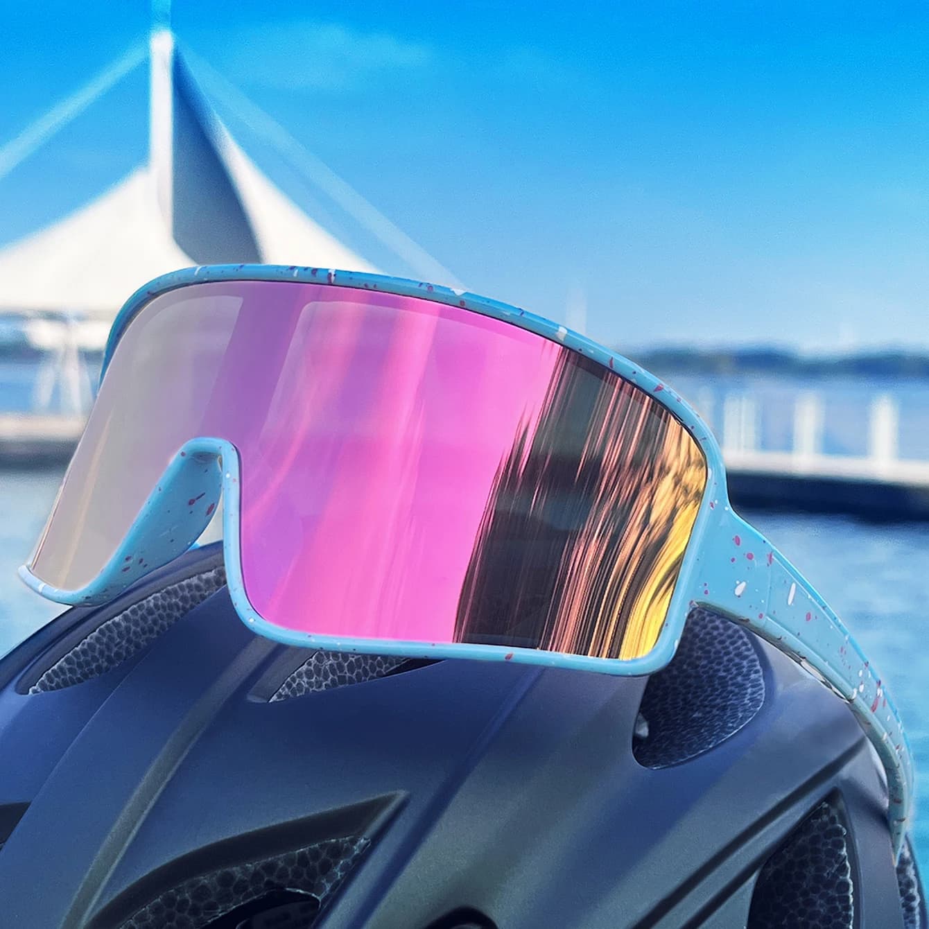 Lunettes de pêche unisexe grandes lentilles - Protection vent et UV pour pêche outdoor