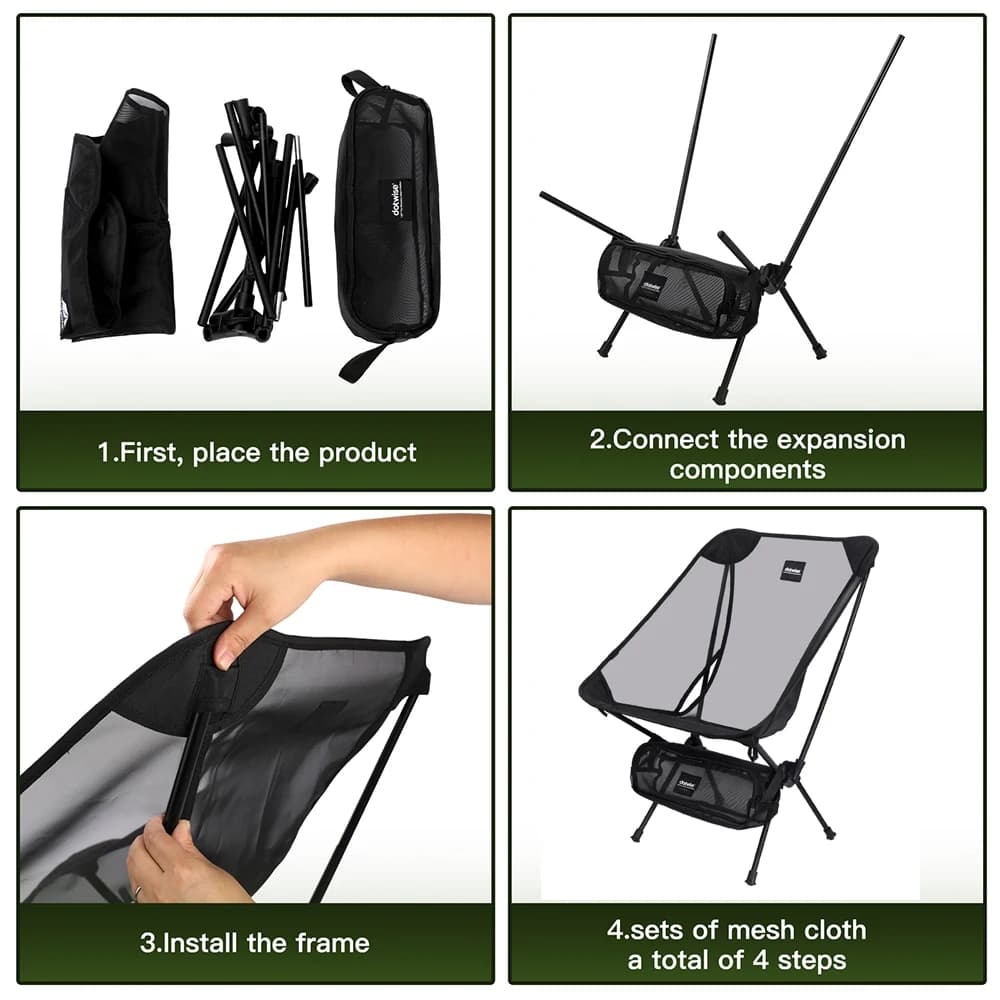 Fauteuil lune pêche camping pliant aluminium 7075 respirant anti-enfoncement surface mesh confortable
