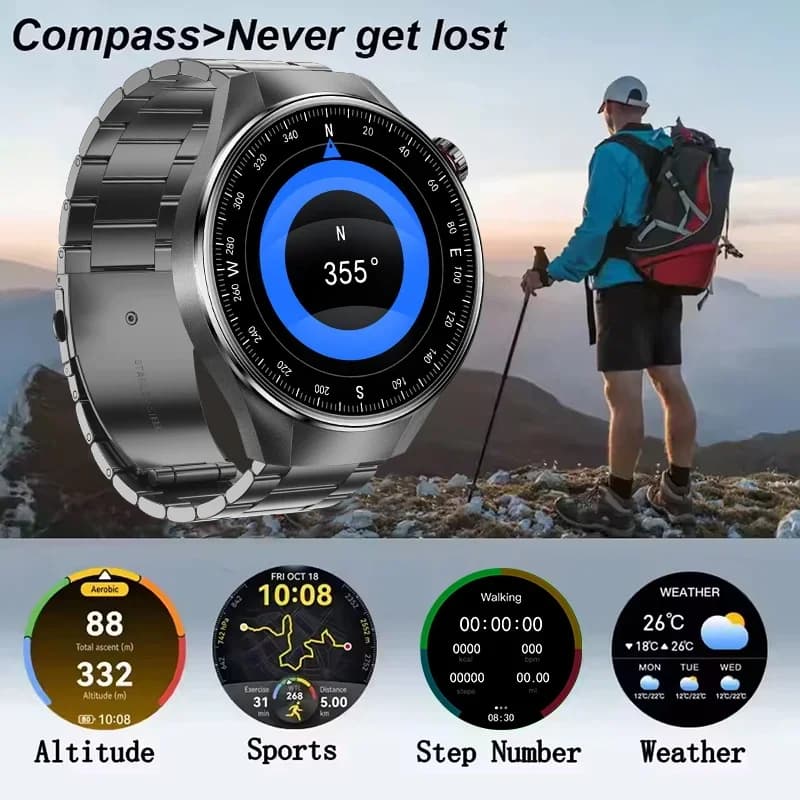 Smartwatch Originl G5 Plus 2025 : Écran AMOLED 1.75 pouces avec GPS, boussole et appels Bluetooth