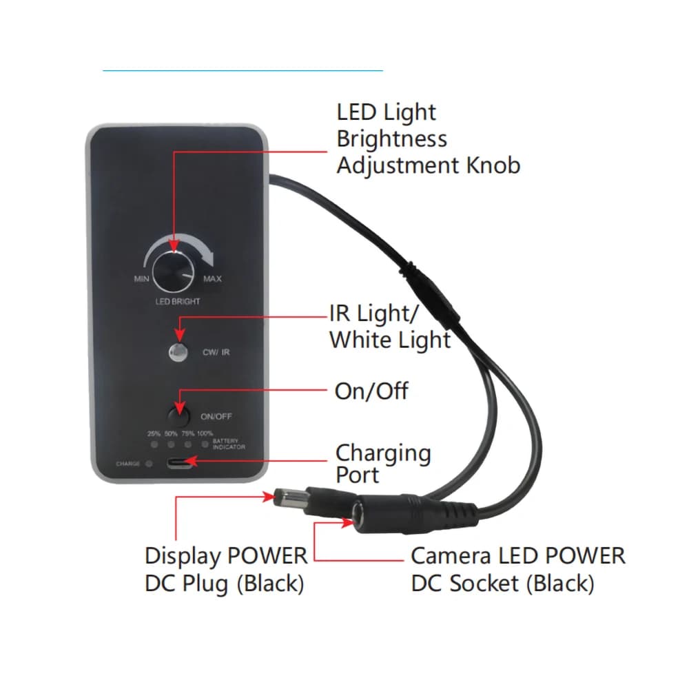 Caméra de pêche 1000TVL avec LEDs blancs et IR écran 7" option câble 15/30m DVR