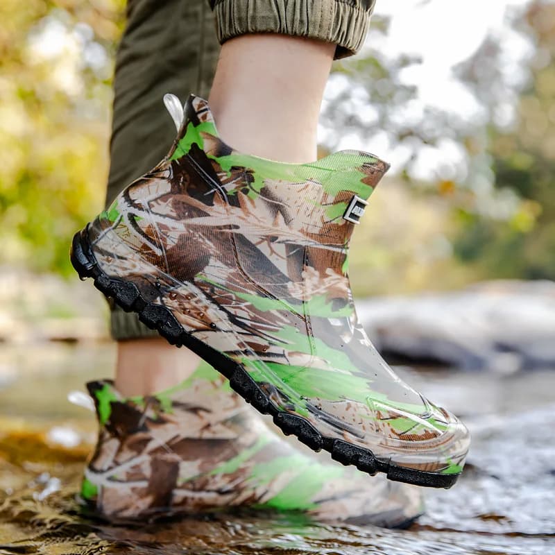 Bottes de pêche camouflage homme courtes imperméables vert militaire chaussures eau 36-48
