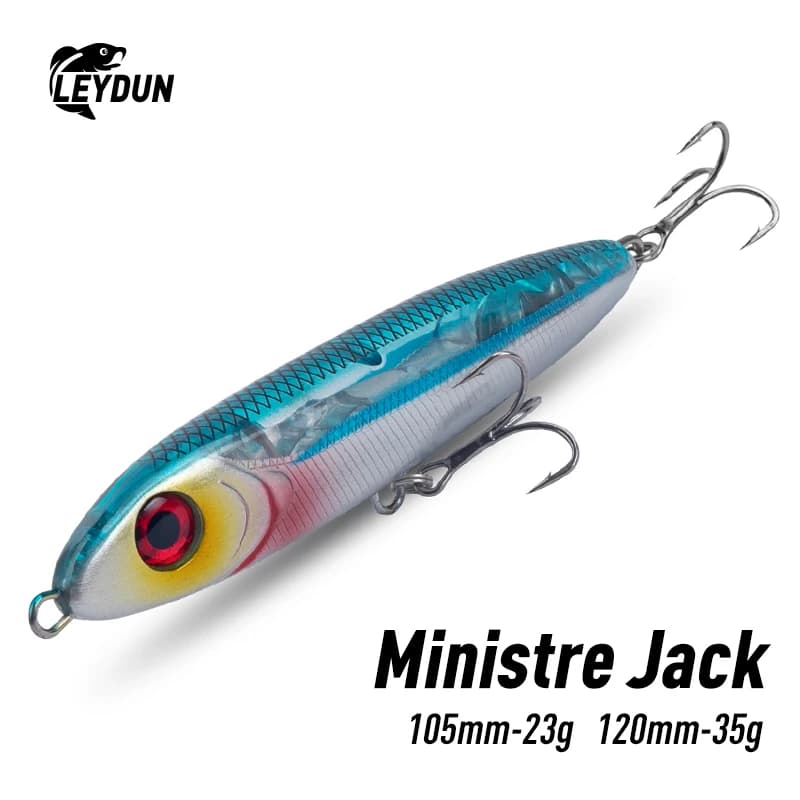 Leurre de pêche leurre dur Ministre Jack 105mm 23g pour bar, stickbait coulant et nageur efficace en mer