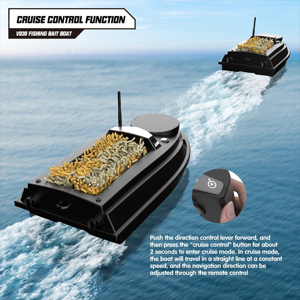 Bateau amorceur carpe GPS LOKEEVAN V030 RC grande capacité, 9 zones de pêche, sondeur et traîne rapide 12V
