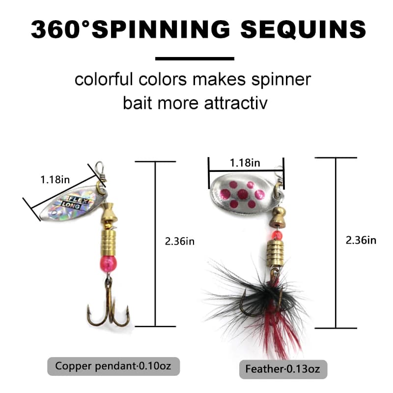 Kit de 10 leurres métalliques cuillères spinner pour pêche du brochet, leurres articulés et crankbaits