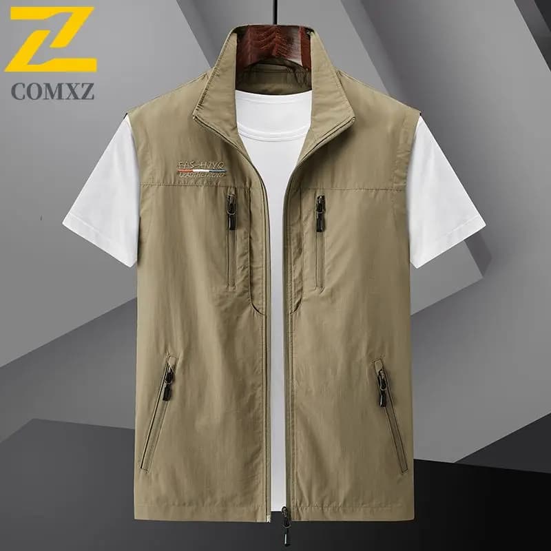 Veste d'été homme 2024 waterproof légère - Gilet sans manches multi-poches pêche voyage outdoor