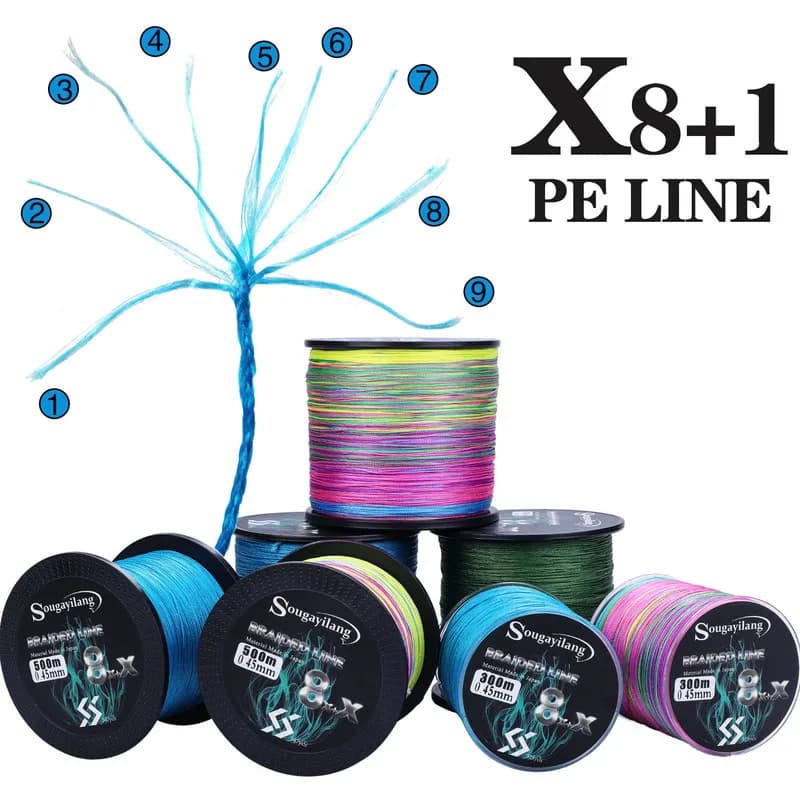 Ligne pêche tressée PE Sougayilang 300M-1000M - 6 couleurs haute résistance pour pêche sportive