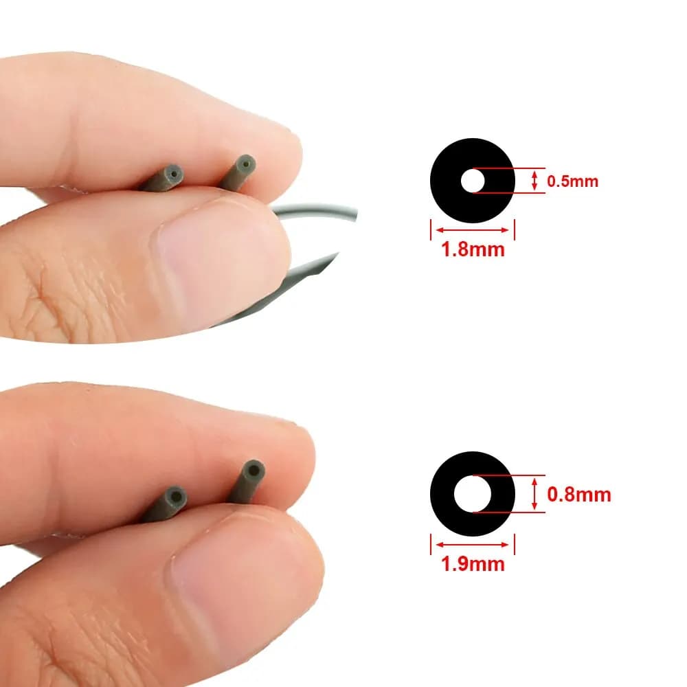Tube silicone pêche carpe pour hameçons et montages système sécurité lead-clip 0.5x1.8mm 0.8x1.9mm 3 mètres