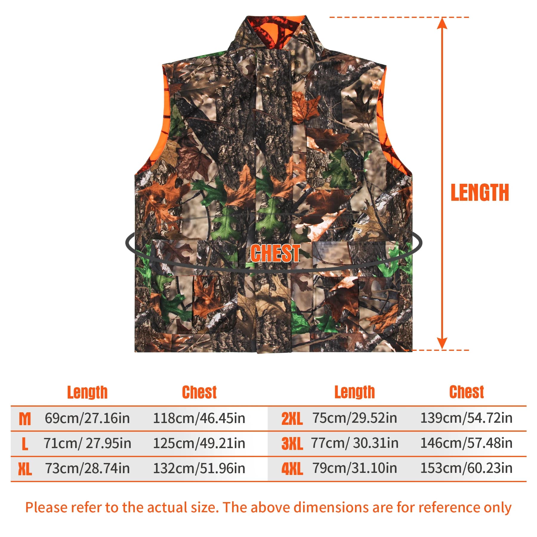 Veste de chasse camouflage orange GUGULUZA - Reversible pour pêche, randonnée et camping outdoor