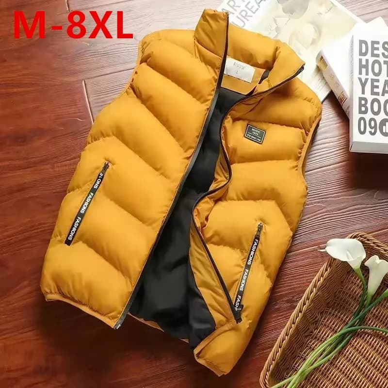 Veste matelassée sans manches homme hiver - Veste chaude en duvet coupe-vent couleur unie