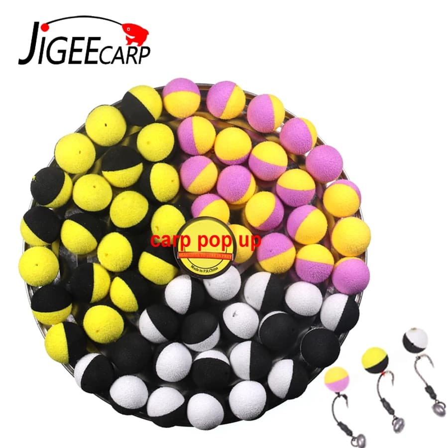 Pop up boilies JIGEECARP 50/100 pièces - Boules de mousse pour montages hair rig - Leurres carpe France