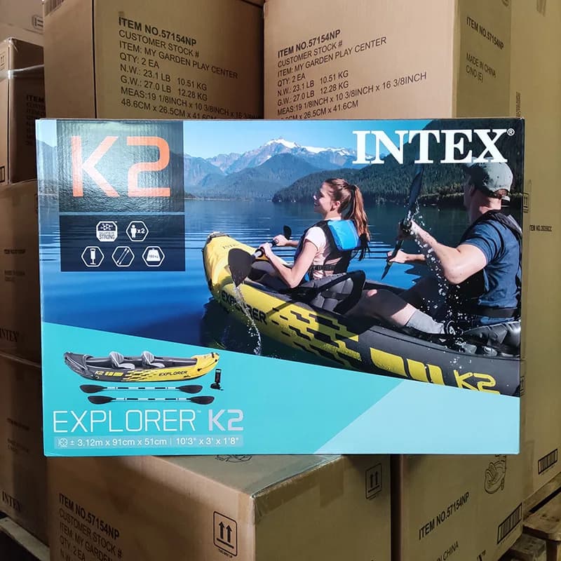 Kayak gonflable double INTEX 68307 bateau d'assaut rafting pêche extérieur avec sièges pour deux personnes