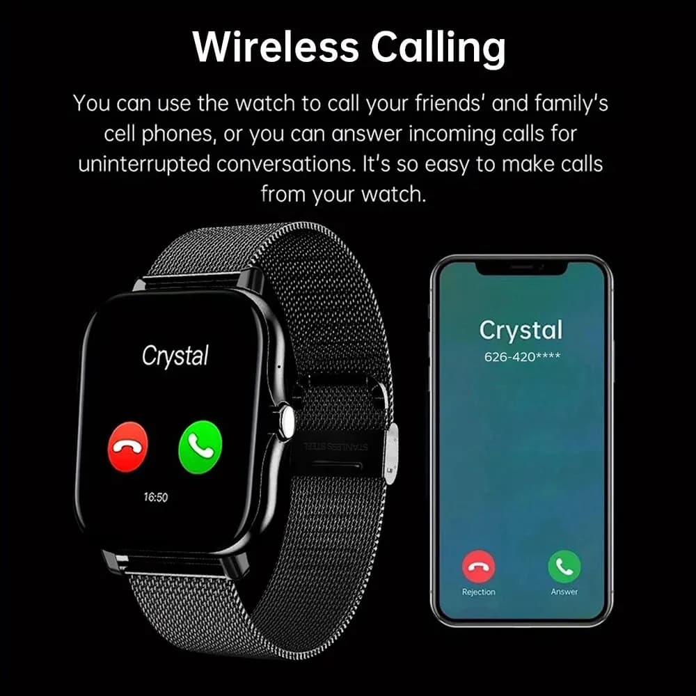 Smartwatch Android 1.44" écran couleur avec monitoring oxygène - Montre pêche connectée 2023