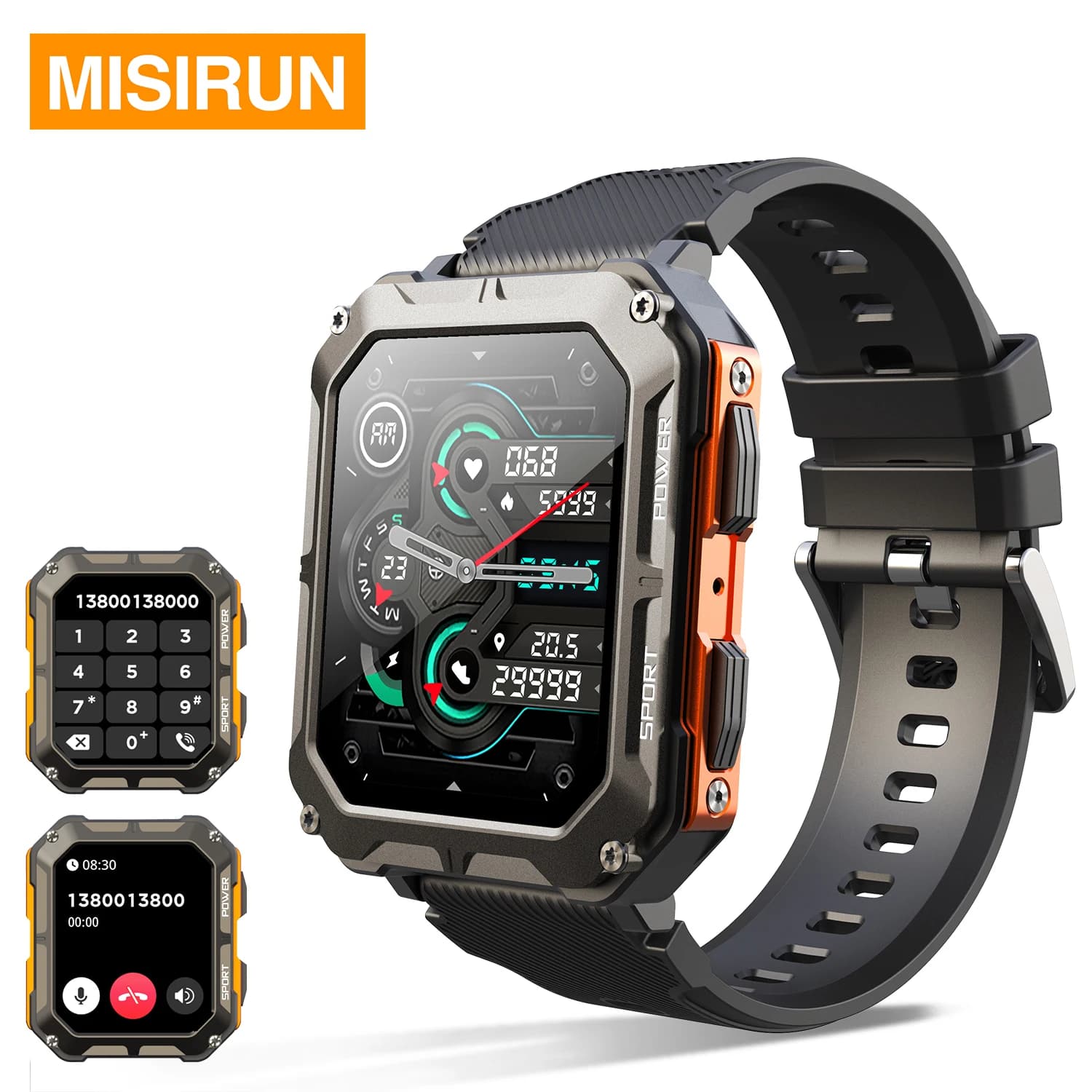 C20 Pro smartwatch homme assistant vocal IP68 étanche appels Bluetooth sport outdoor
