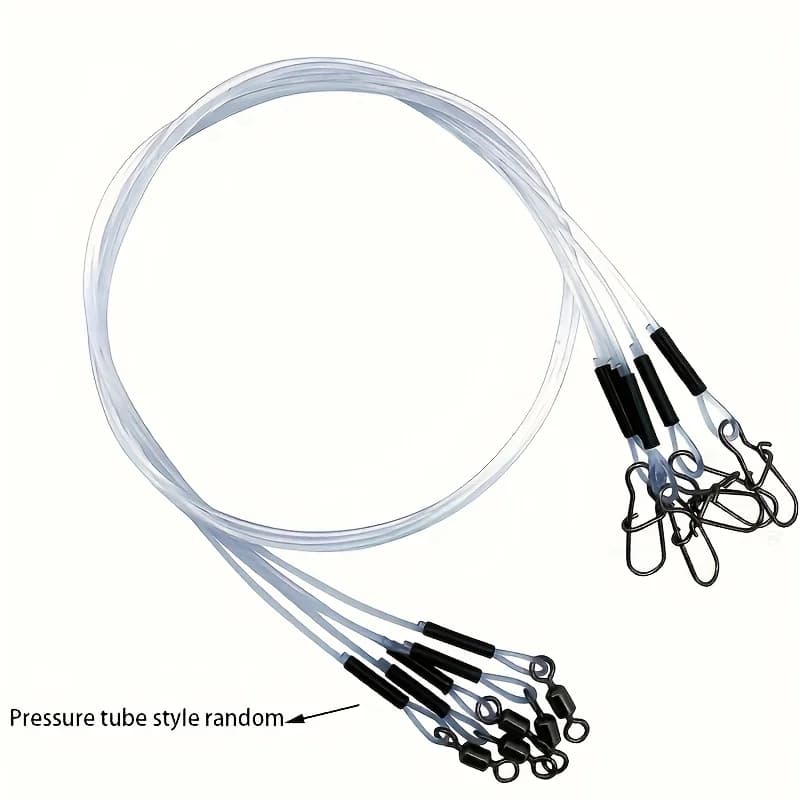 12 bas de ligne fluorocarbone avec émerillons tournants 360° pour pêche brochet, black bass mer et eau douce