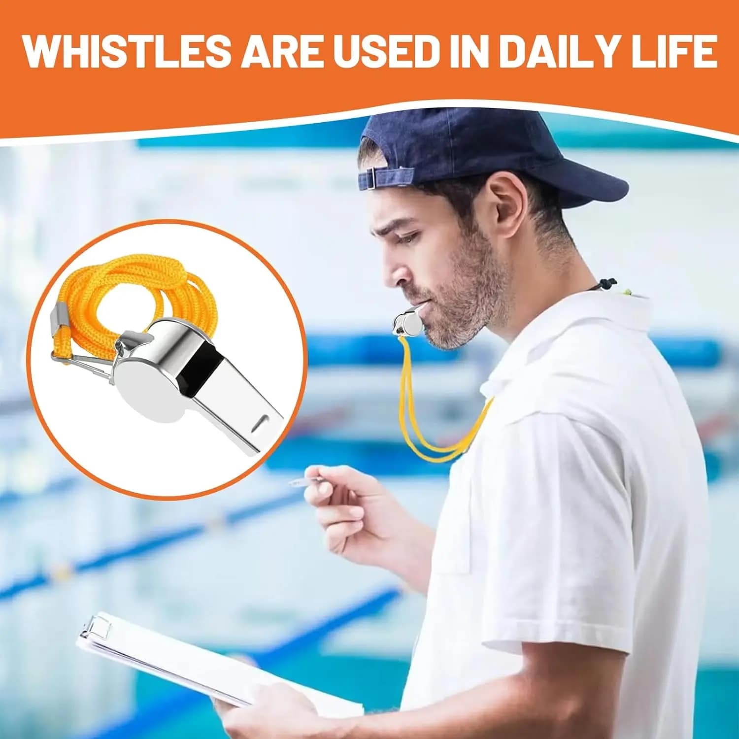 Sifflet métal professionnel avec corde - Sifflet arbitre portable résistant pour pêcheurs