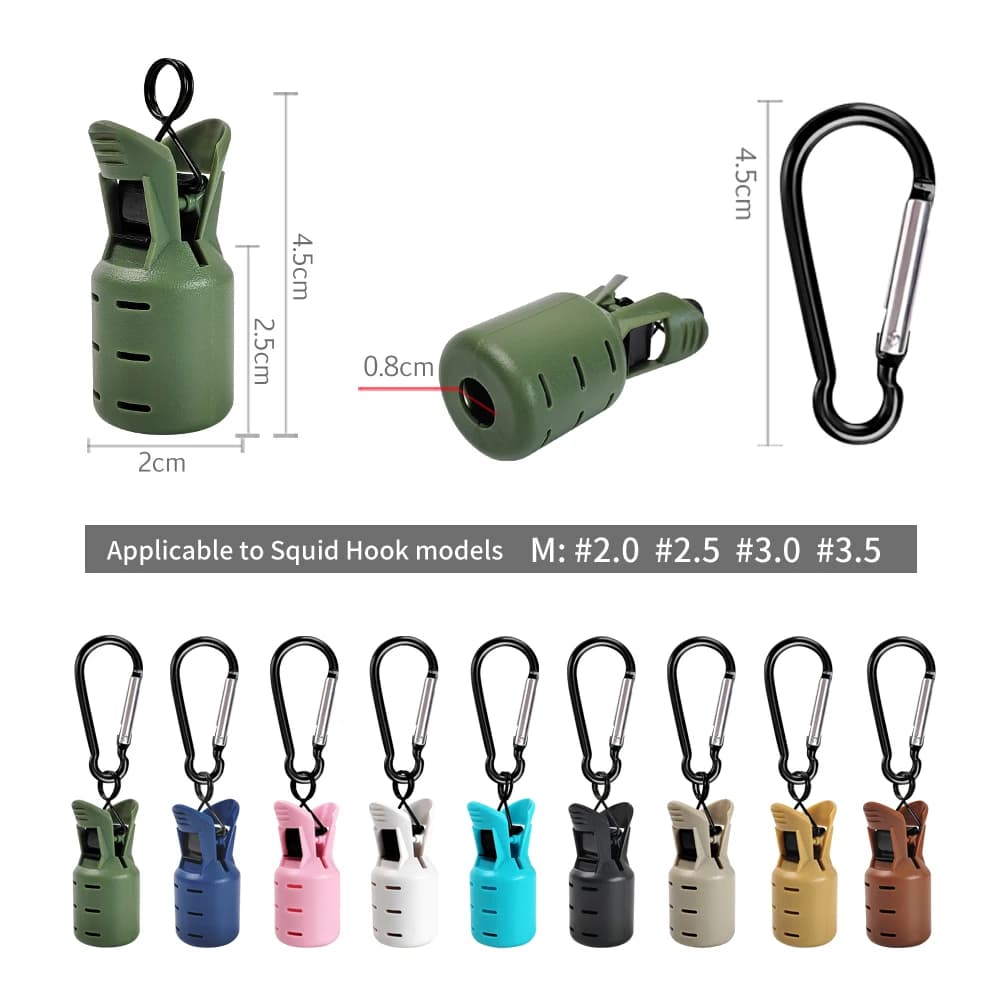 Kit 6 pièces protecteurs hameçons leurres calmar poulpe - Squid jig bait protector avec mousqueton