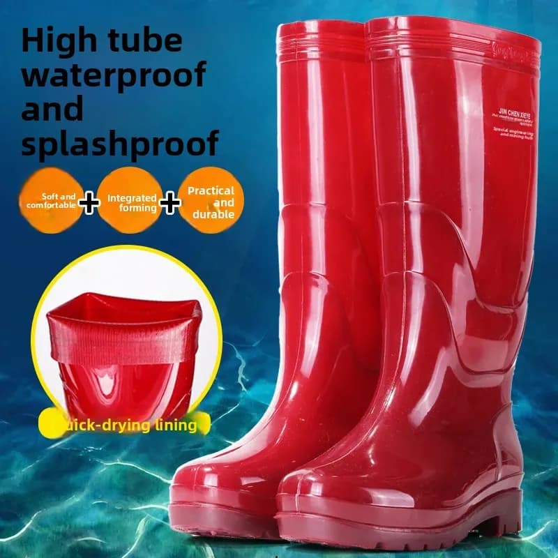 Bottes de pluie homme couleur thé séchage rapide sans doublure en PVC moulé d'une pièce