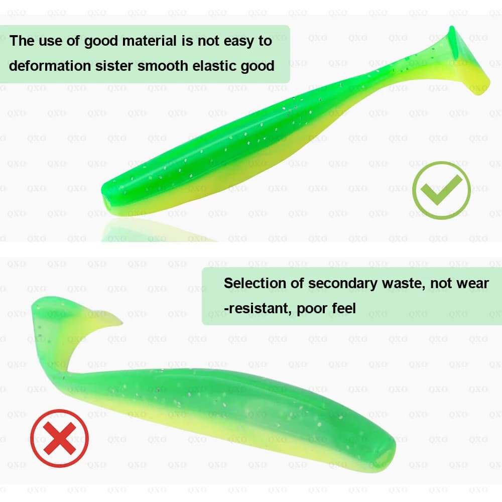 Leurre souple QXO 10 leurres silicone pêche mer appât artificiel 7cm 10cm 13cm pour poissons carnassiers