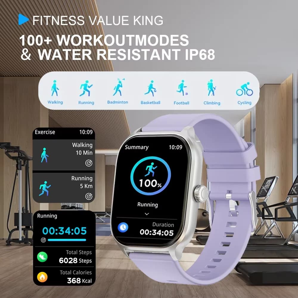 Smartwatch LAXASFIT surveillance santé IP68 étanche appels Bluetooth suivi rythme cardiaque 24h/24 homme femme