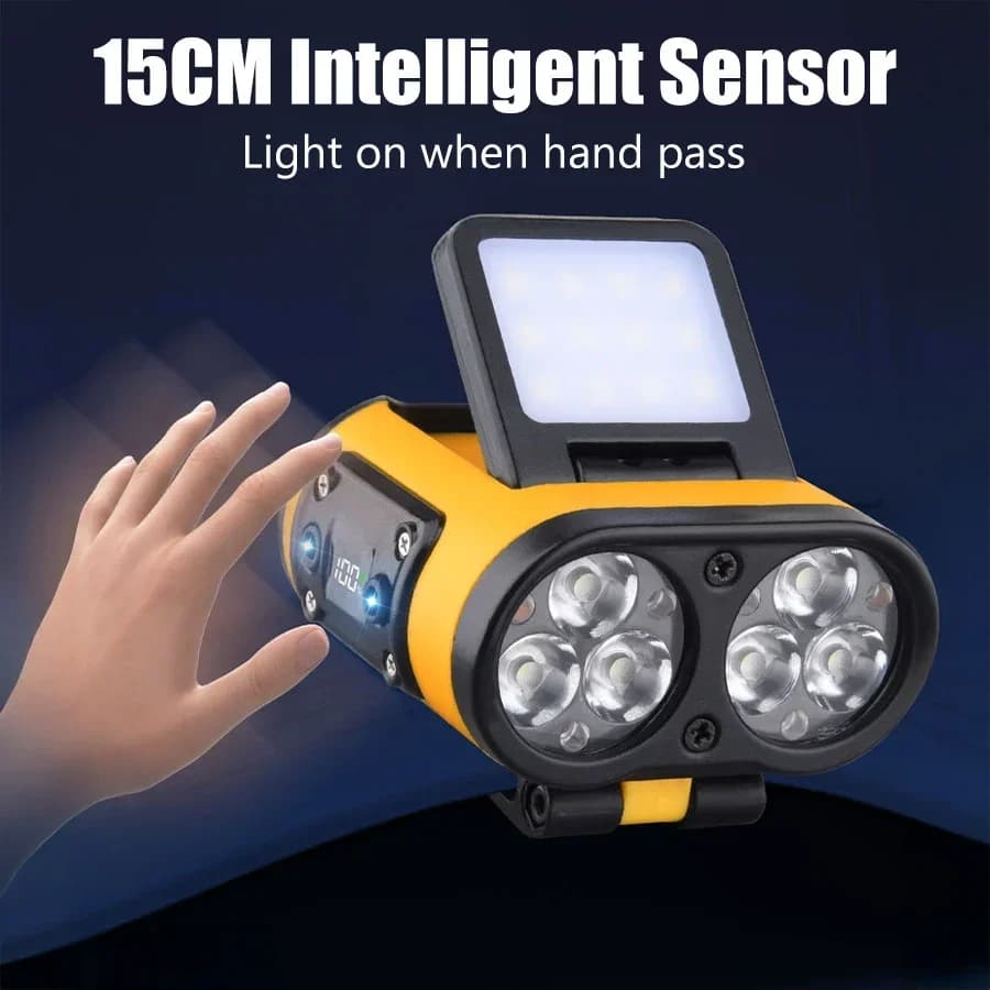 Nouvelle lampe frontale à capteur 6 modes haute luminosité étanche pour pêche et camping - Rechargeable