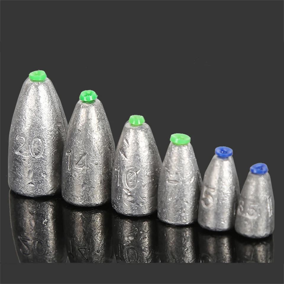 Lot de 10 plombs de pêche mer plombées bullet 2g à 20g pour ligne et fond accessoires pêche
