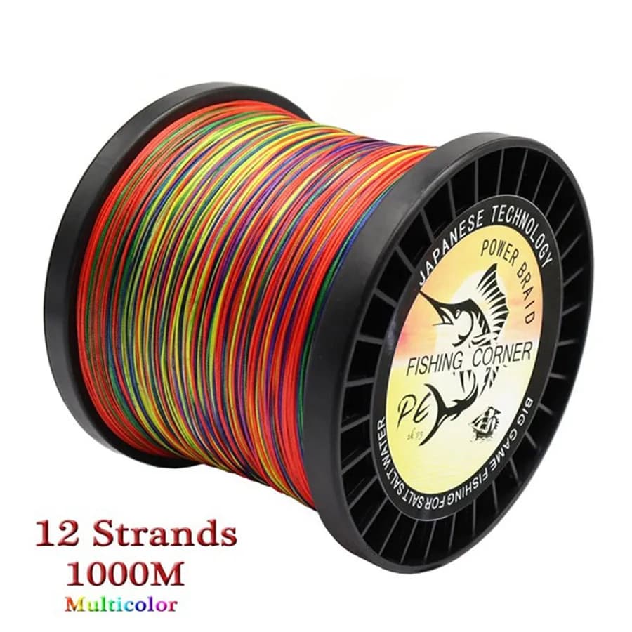 Ligne tressée PE Japon 12 brins 1000m 25-230LB multicolore pour pêche mer - Super résistance