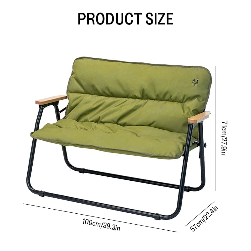 Chaise double pliante aluminium GERC pêche pique-nique camping portable dossier Kermit