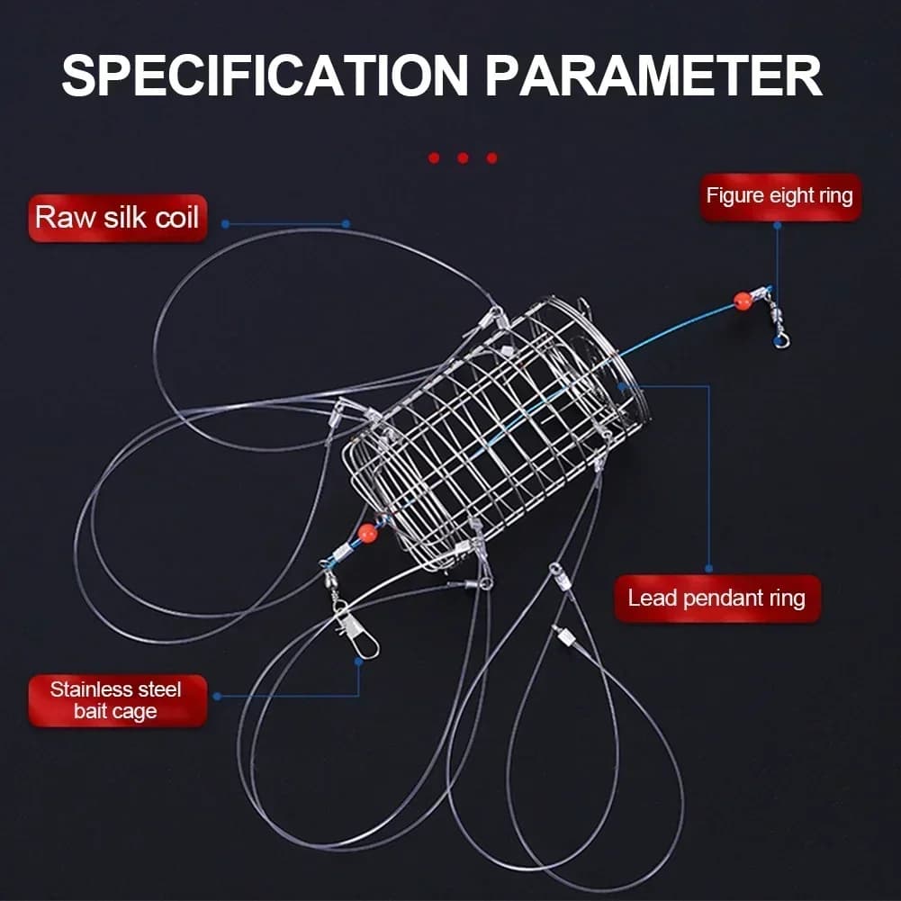 Piège à crabes en acier inoxydable avec appât - Cage de pêche pour crustacés et poissons