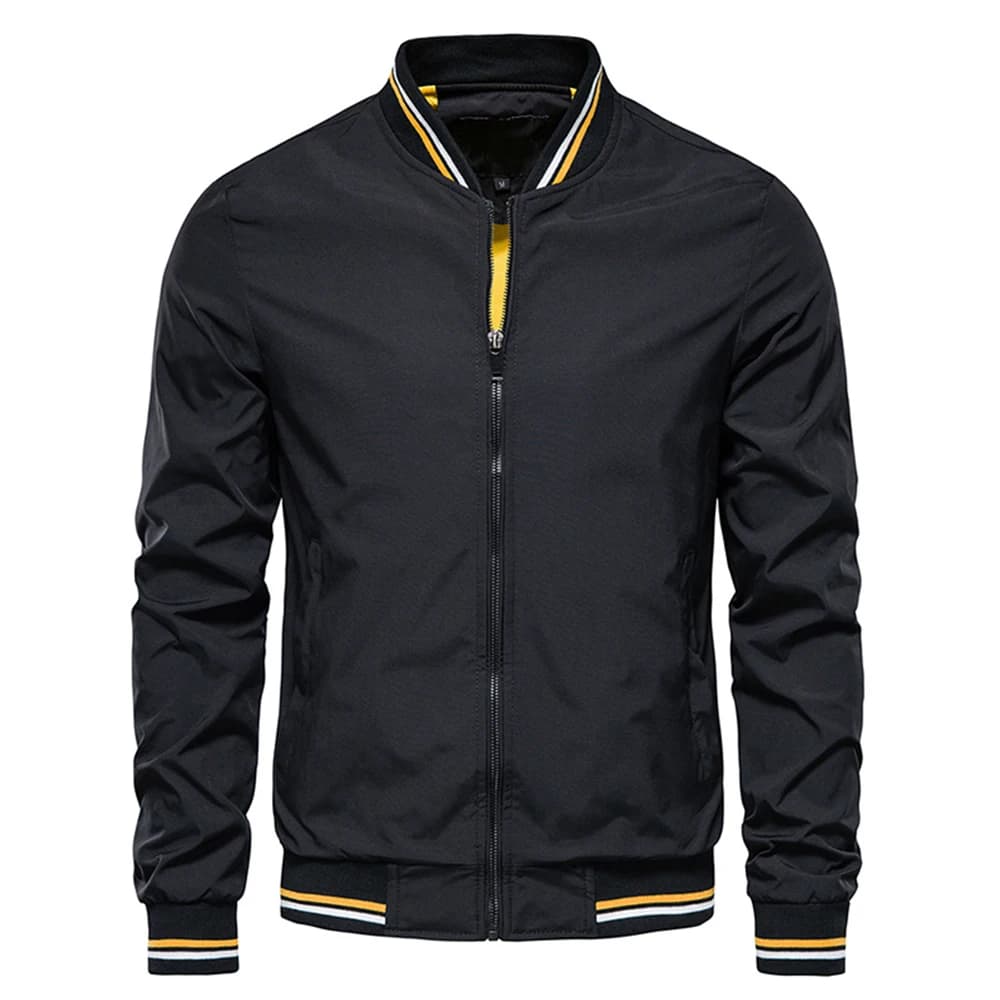 Bomber de pêche noir pour homme - Veste baseball slim fit printemps été automne qualité premium