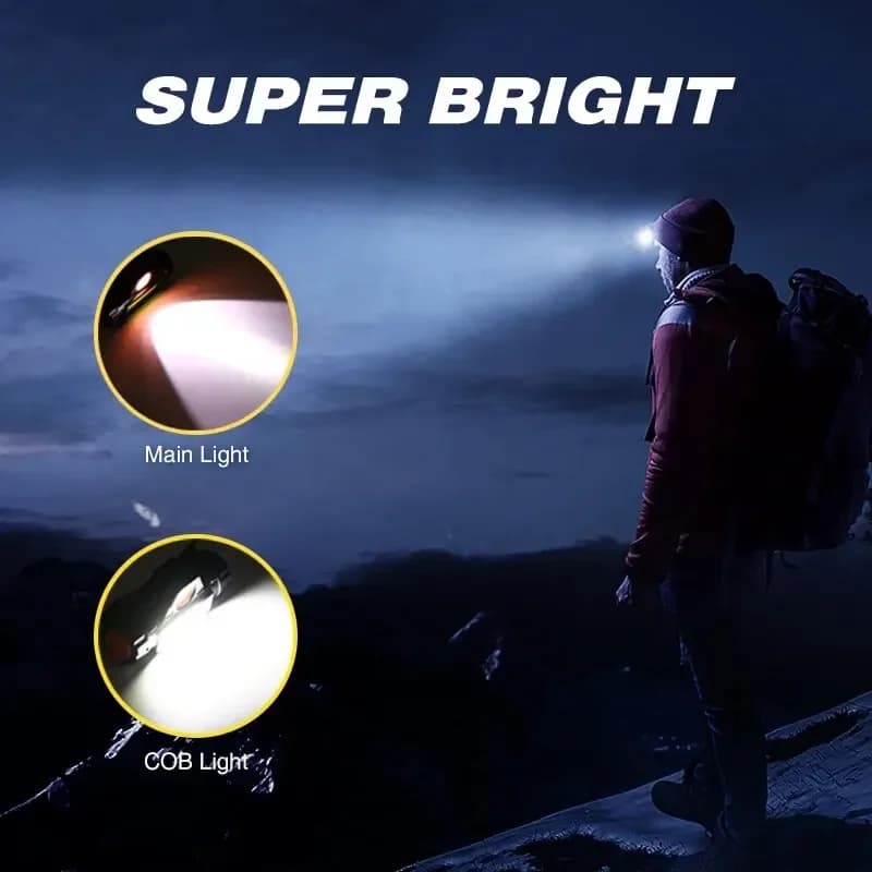 Lampe frontale pêche étanche légère rechargeable LED magnétique camping vélo