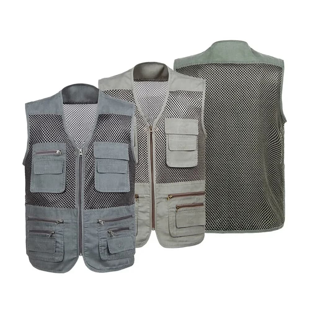 Gilet pêche grande taille mesh respirant - Veste sans manches multi-poches séchage rapide travail
