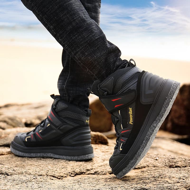 Chaussures de chasse et pêche semelle feutre cloutée antidérapante pour randonnée camping rivière